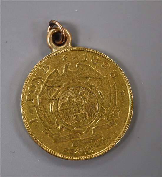 A South African 1898 gold I pond (with pendant mount)